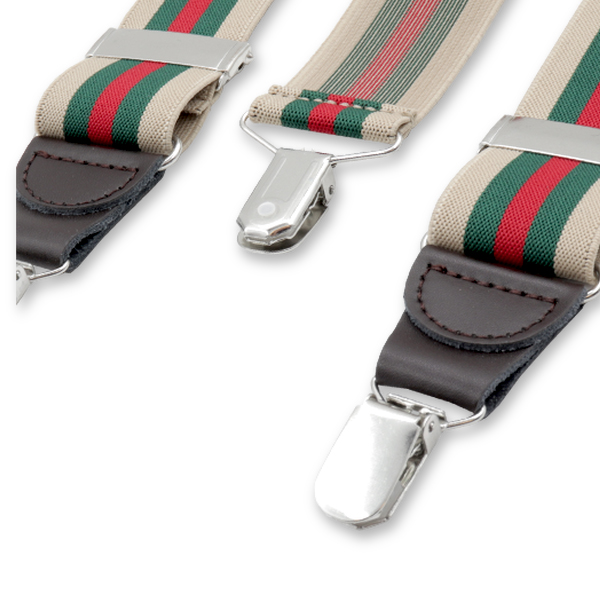 Bretelles à rayures Beige - Verde foncé (2)
