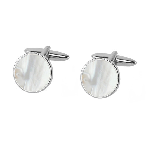 Boutons de Manchette Ronds - Mother of Pearl (1)