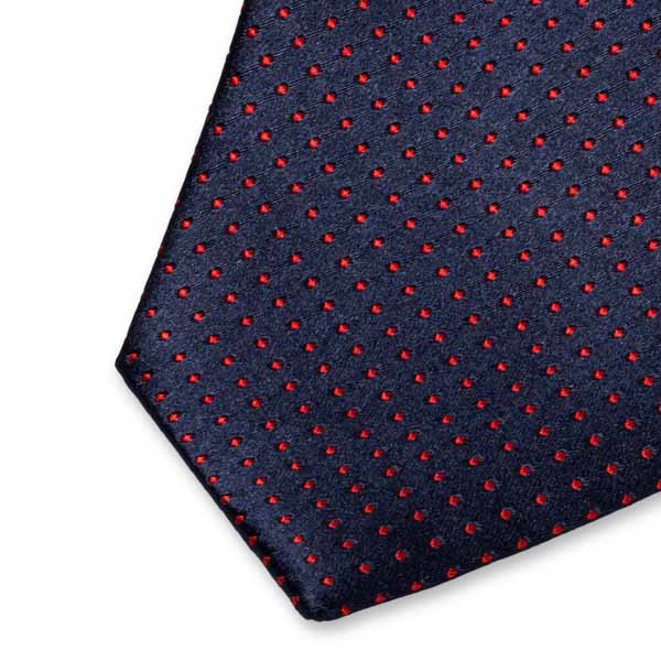 Cravate bleu foncé à pois (2)