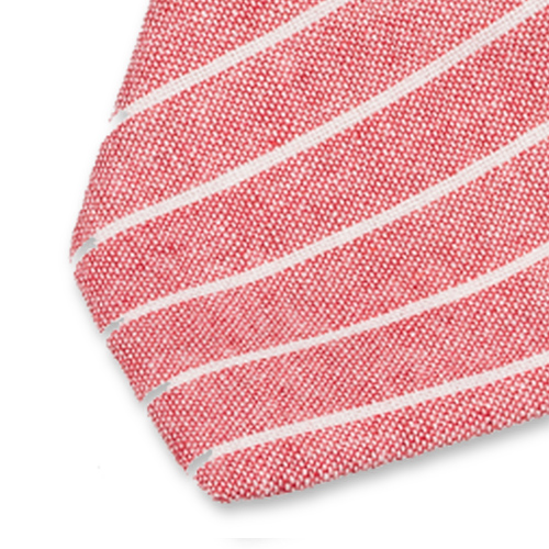 Cravate homme en lin - Rouge-Blanc (2)