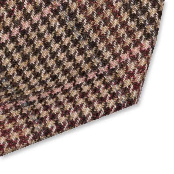 Cravate en laine marron/fuchsia à carreaux (2)