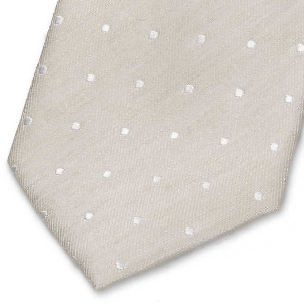Cravate homme en lin beige à pois (2)