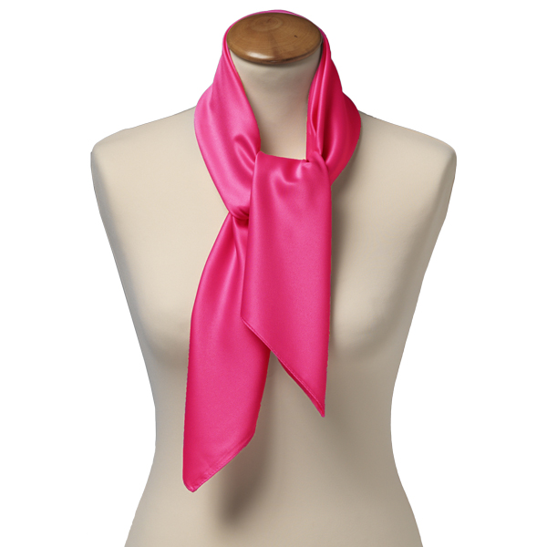 Foulard polyester rose vif - carré (2)