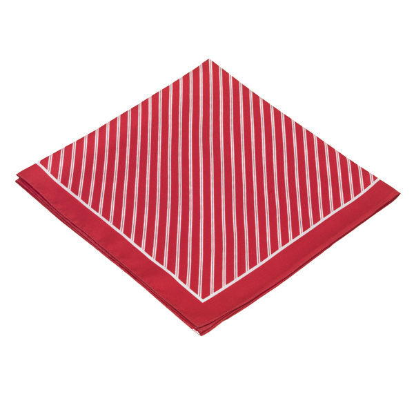Foulard en soie rouge/ blanc rayé (4)