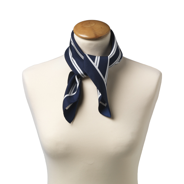 Foulard en soie bleu foncé/ blanc rayé (2)