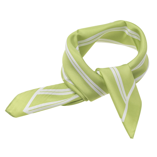 Foulard en soie lime/ blanc rayé (3)