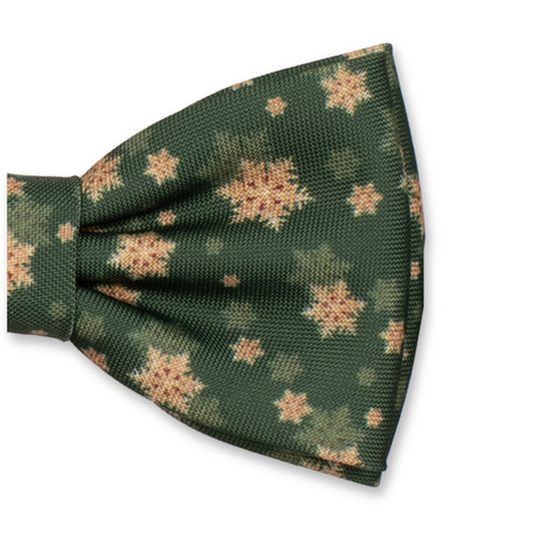 Noeud Papillon de Noël Vert - Étoiles de Neige Dorées (2)