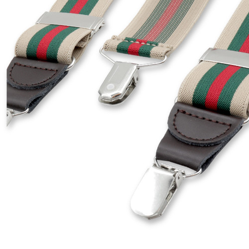Bretelles à rayures Beige - Verde foncé (2)