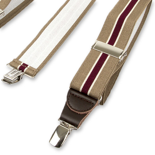 Bretelles à rayures beige/ bordeaux (2)