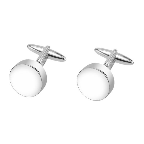 Boutons de manchette Round Shiny Silver (1)