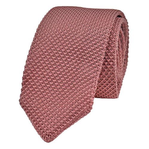 Cravate tricot Rouge Vieux Rose (1)