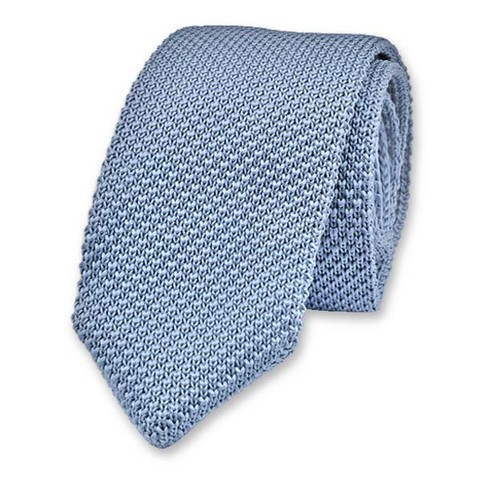Cravate tricotée bleu clair (1)