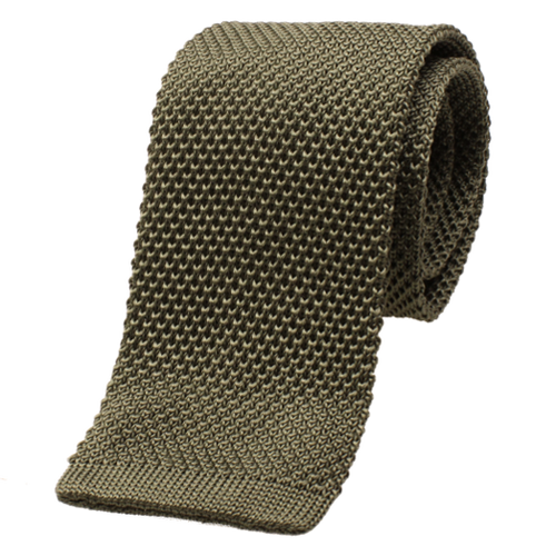 Cravate Tricot Vert Olive - Soie (1)