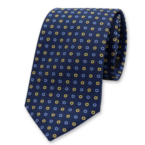 Cravate Bleue Motif Cercles Jaune (1)