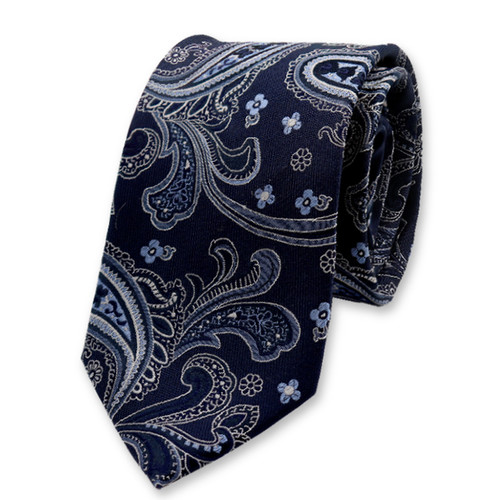 Cravate Bleu Foncé Paisley (1)