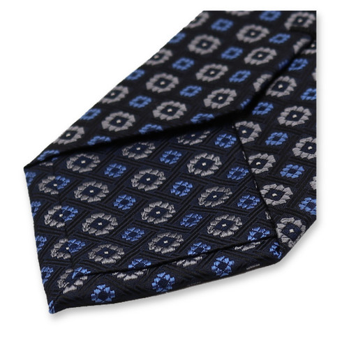 Bleu Foncé - Motif Cravate Gris (3)