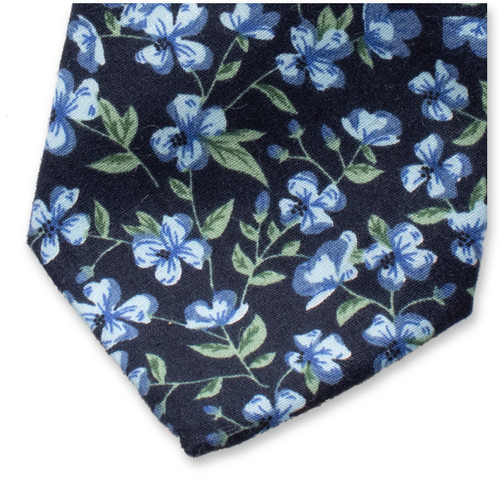 Cravate fleurie Bleu Foncé - Vert (2)