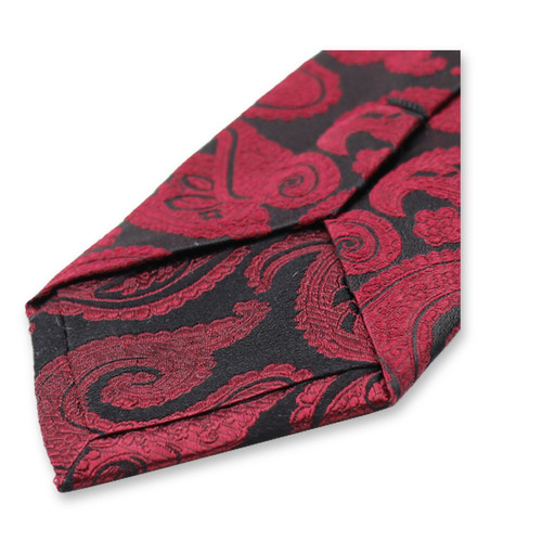 Cravate Luxe Baroque Rouge Noir (3)