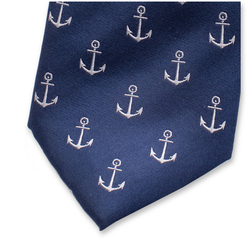 Cravate Bleu Marine - Motif d'ancre (2)