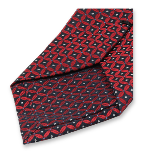 Cravate Bleu Foncé Motif Rouge (3)