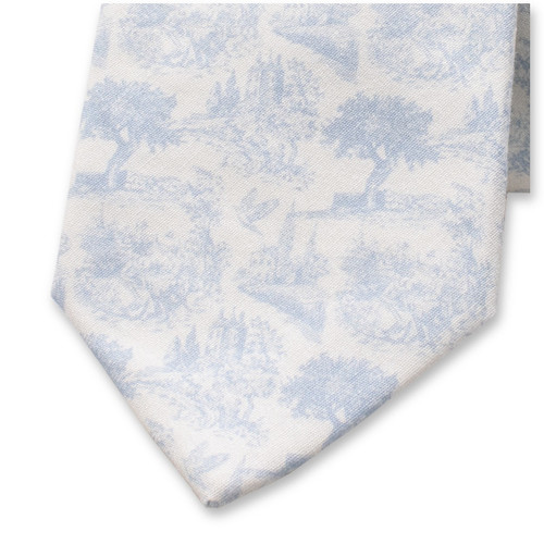 Cravate en Coton Toile de Jouy - Bleu clair (2)