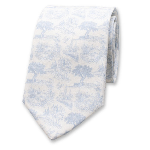 Cravate en Coton Toile de Jouy - Bleu clair (1)