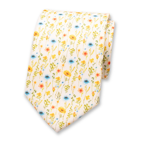 Cravate jaune beurre - Fleurs (1)