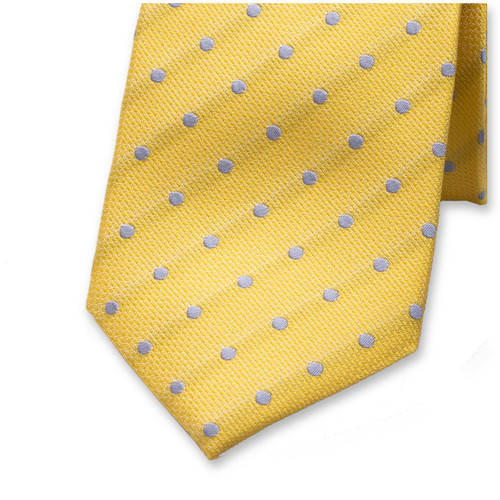 Cravate Jaune - Pois bleu Clair (2)