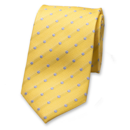Cravate Jaune - Pois bleu Clair (1)