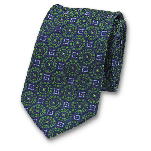 Cravate Motif Cercle Vert Bleu Foncé (1)