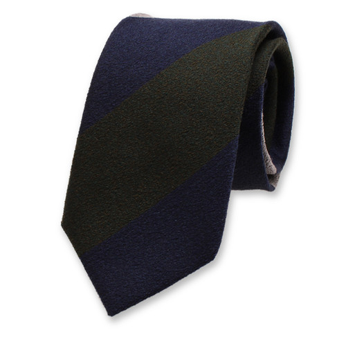 Cravate Block Stripe Bleu Foncé - Vert - Gris (1)