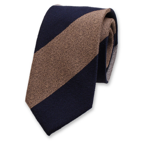 Cravate Block Stripe Bleu Foncé - Beige - Gris (1)