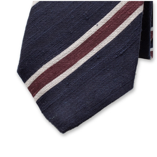 Cravate bleu foncé - Bordeaux - Soie italienne (2)