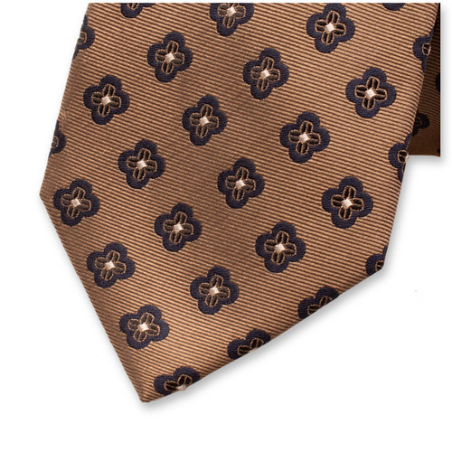 Cravate de luxe beige à fleurs (2)