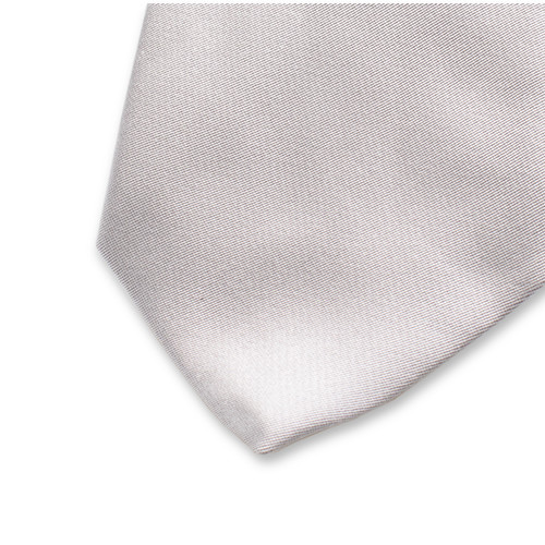 Cravate gris argenté - Satin de soie italien (2)