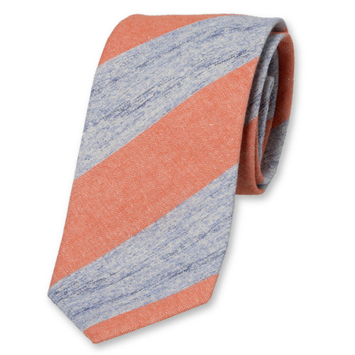 Cravate homme en lin - Bleu-Corail (1)