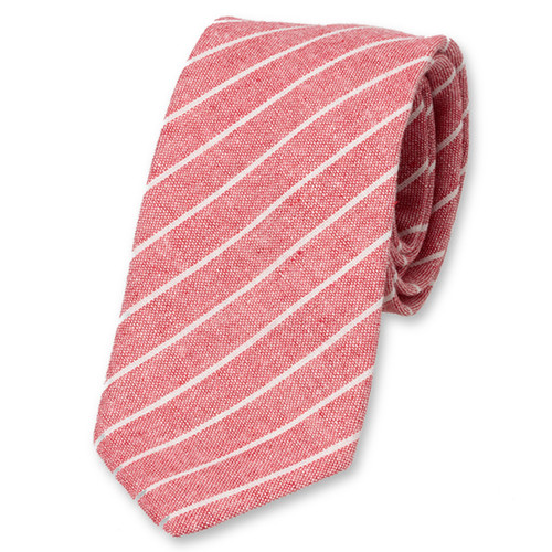 Cravate homme en lin - Rouge-Blanc (1)