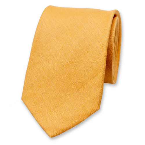 Cravate homme en lin jaune (1)