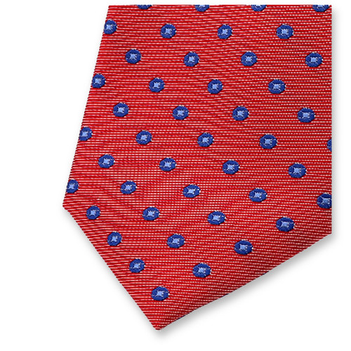 Cravate étroite rouge à pois bleus (2)