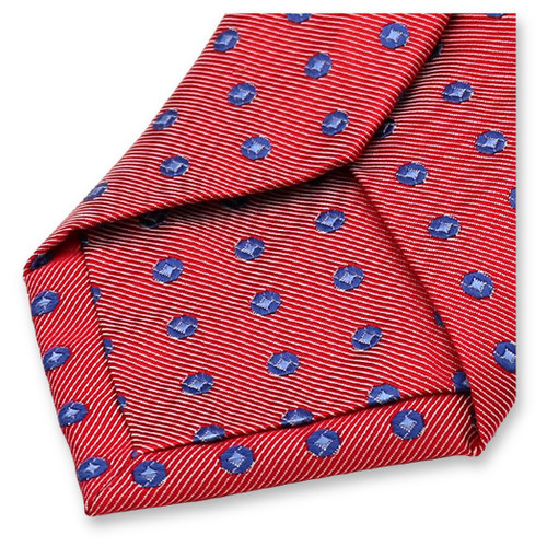 Cravate étroite rouge à pois bleus (3)