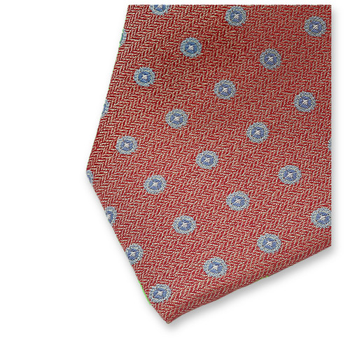 Cravate étroite orange-rouge - motif cercles (2)