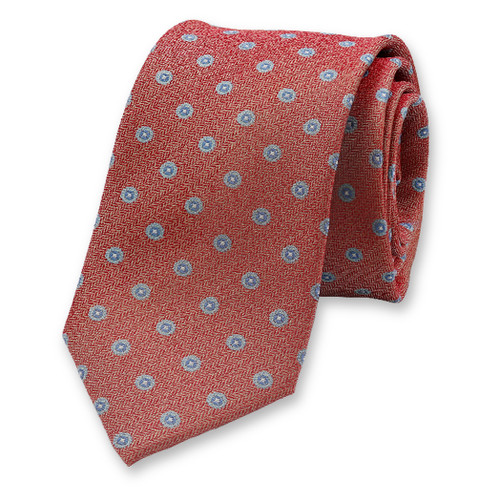 Cravate étroite orange-rouge - motif cercles (1)