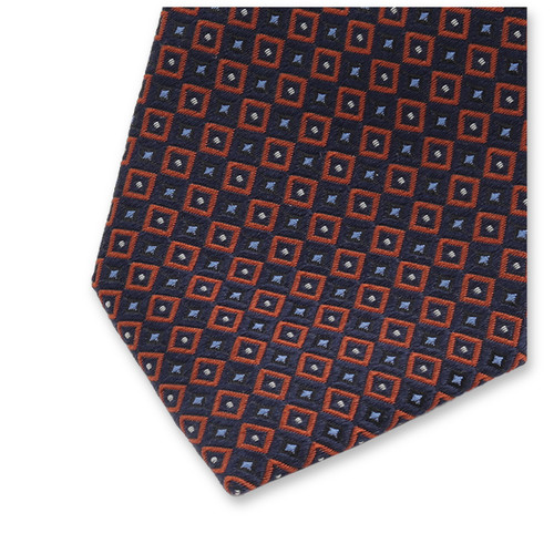 Cravate étroite Bleu Foncé à Motif Orange (3)