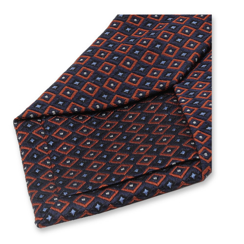 Cravate étroite Bleu Foncé à Motif Orange (2)