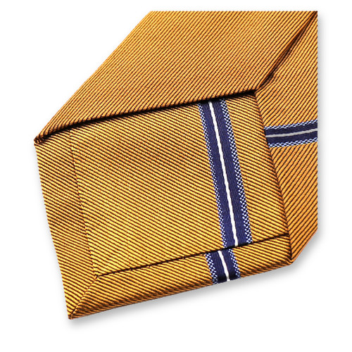 Cravate Etroite Jaune Ocre - Rayures Bleues (3)