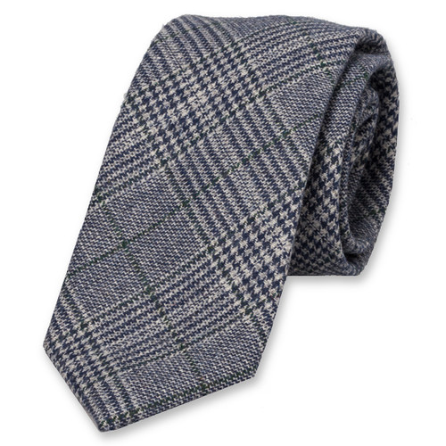 Cravate bleue en laine à carreaux (1)