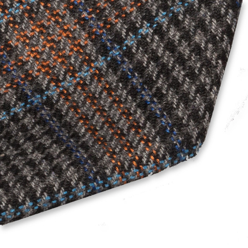 Cravate noir/orange en laine à carreaux (2)