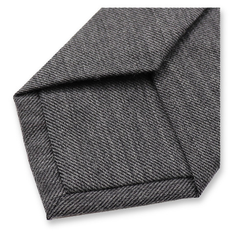 Cravate étroite structure laine Gris foncé (3)