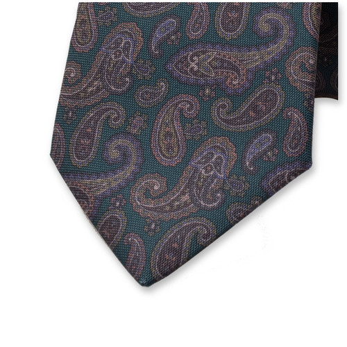 Cravate à motif Paisley Vert - Bleu (2)