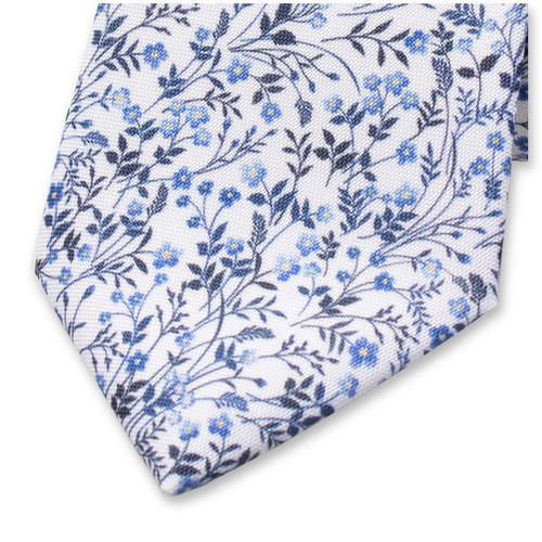 Cravate fleurie bleue et blanche (2)